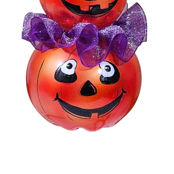 Halloween PUMPKIN Blown Glass Jack-O-Lantern Christmas ORNAMENT  Moda Di Italia - Picture 8 of 8